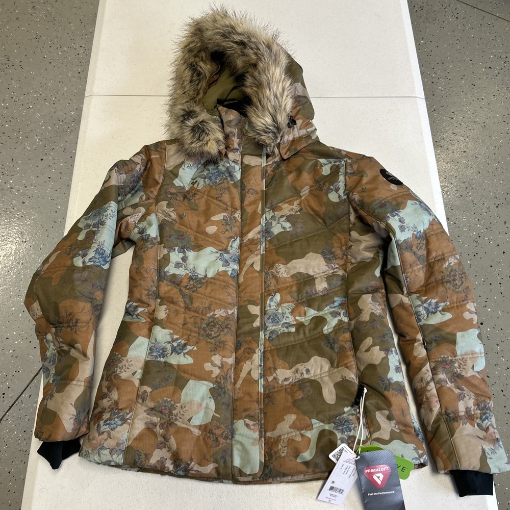 Obermeyer Womens Tuscany II Jacket Vintage Camo 11225 Ski Snow Winter Hooded 10
